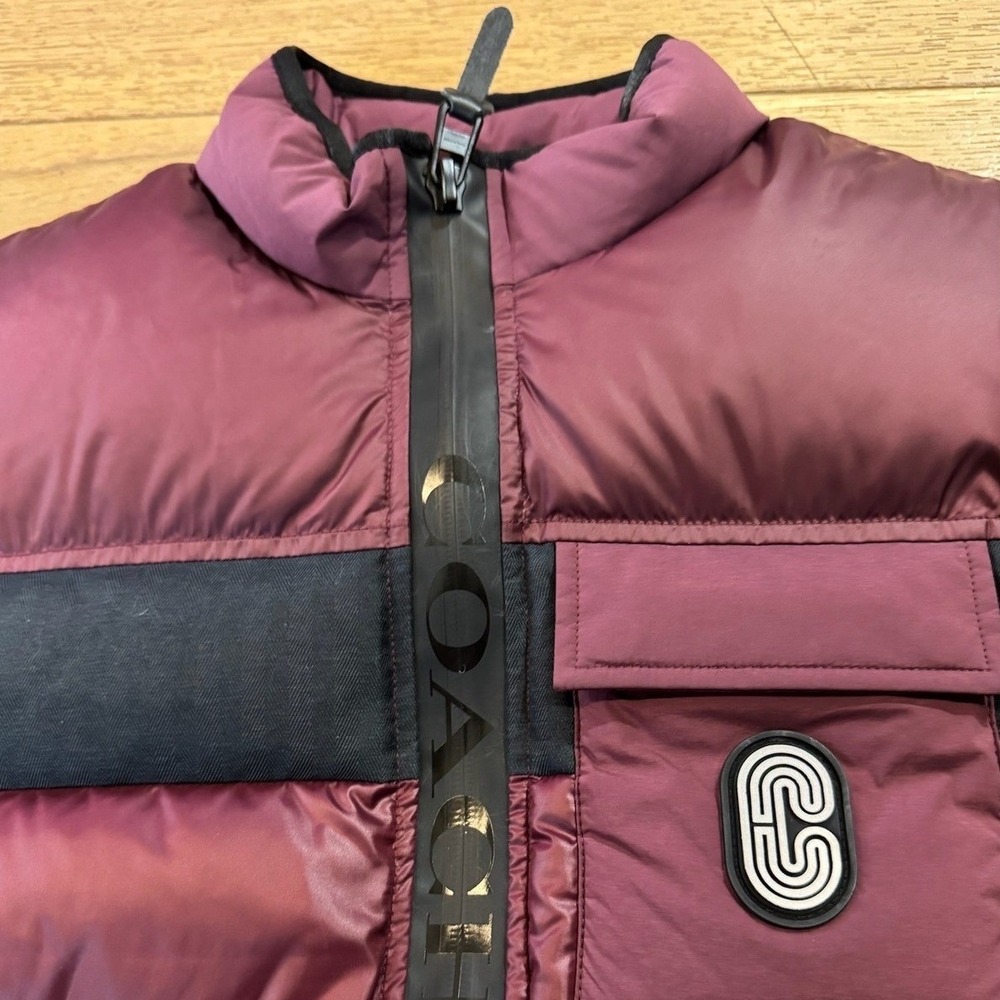 Coach Down Vest Port Royale Puffer Vest Down Fill Logo Zip Pockets Size L (1354)
